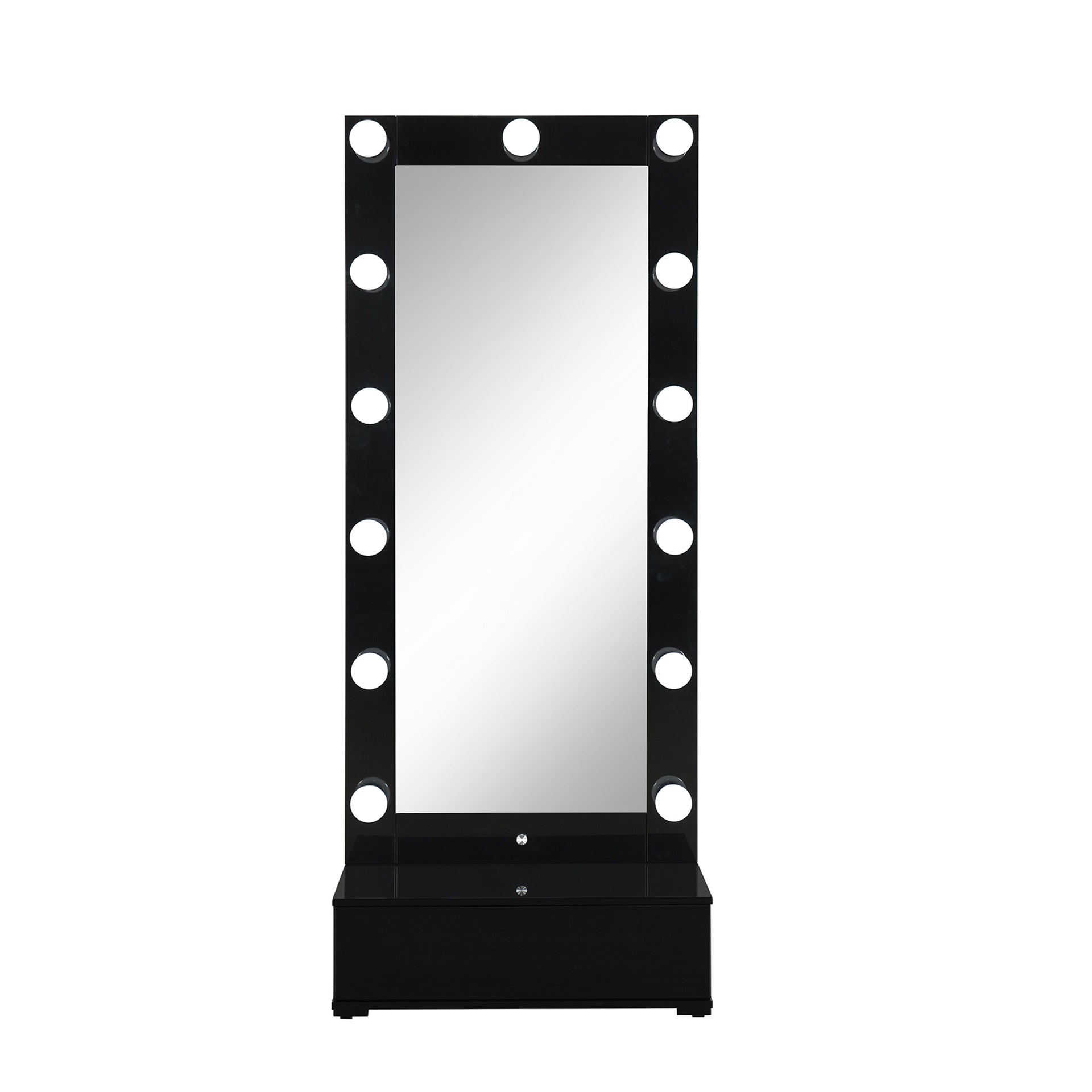 ELISA BLACK NARROW TALL MIRROR WITH SPEAKER AND DRAWER