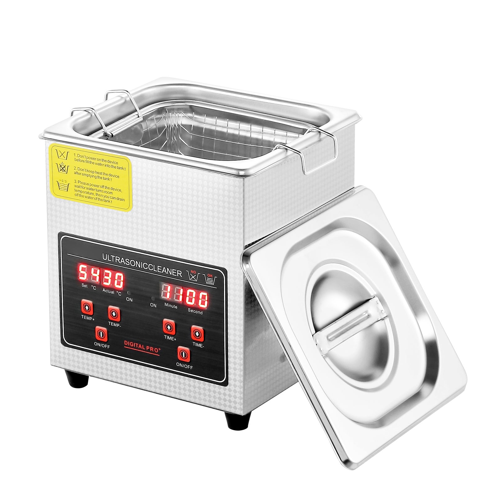Ultrasonic Cleaner with Digital Timer & Heater, Professional Ultra Sonic Jewelry Cleaner, Stainless Steel Heated Cleaning Machine for Glasses Watch Rings Small Parts Circuit Board (2L)