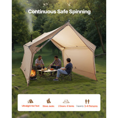 Cabin Hot Tent with Stove Jack Lightweight Waterproof 2 Persons Camping