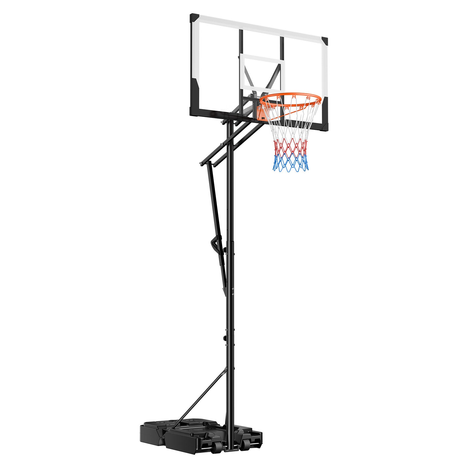 Portable Basketball Stand, 5.25 to 10 ft Height Adjustment Basketball Hoop & Goal, Portable Basketballs Hoop with 48 inch PC Backboard & Wheels for Kids, Teens, Adults in Driveways, Pools