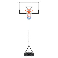 Portable Basketball Stand, 5.25 to 10 ft Height Adjustment Basketball Hoop & Goal, Portable Basketballs Hoop with 48 inch PC Backboard & Wheels for Kids, Teens, Adults in Driveways, Pools