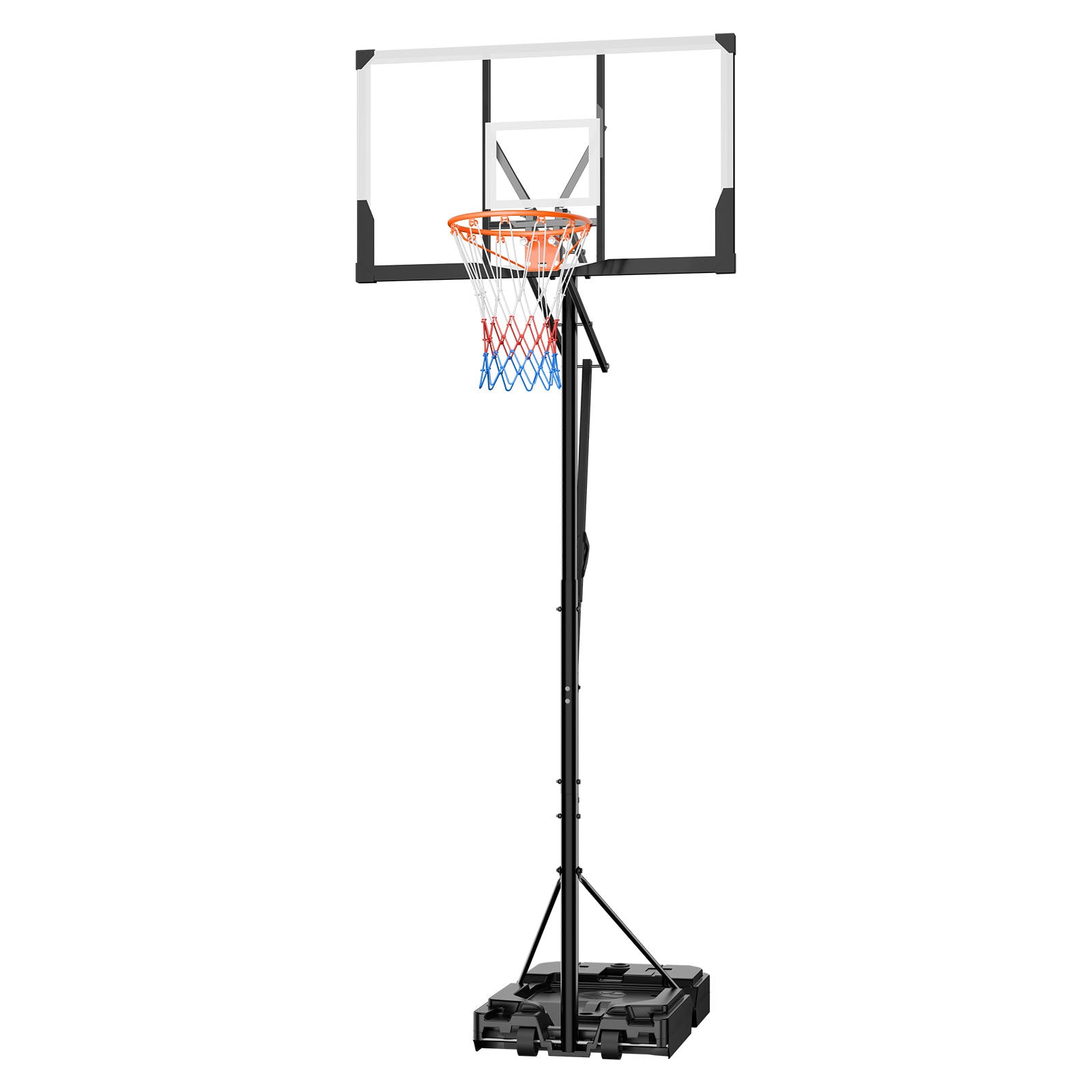 Portable Basketball Stand, 5.25 to 10 ft Height Adjustment Basketball Hoop & Goal, Portable Basketballs Hoop with 48 inch PC Backboard & Wheels for Kids, Teens, Adults in Driveways, Pools