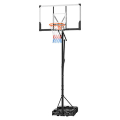 Portable Basketball Stand, 5.25 to 10 ft Height Adjustment Basketball Hoop & Goal, Portable Basketballs Hoop with 48 inch PC Backboard & Wheels for Kids, Teens, Adults in Driveways, Pools