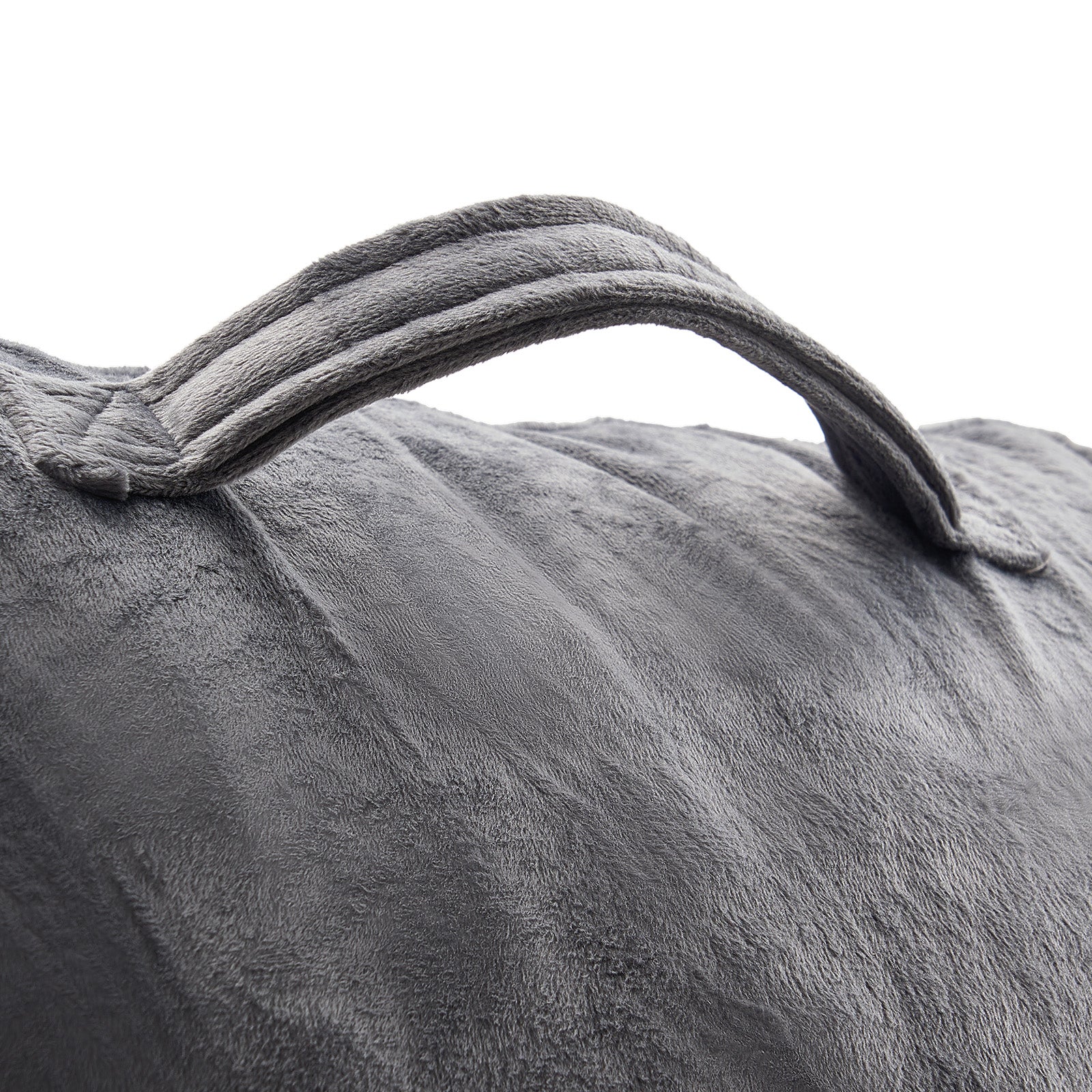 Reading Pillow, Standard Size Bed Pillow with Shredded Memory Foam, Back Pillow with 3 Pockets and Washable Short Velvet Cloth, Top with Handle, for Watching TV, Reading, Gaming, Resting, Grey
