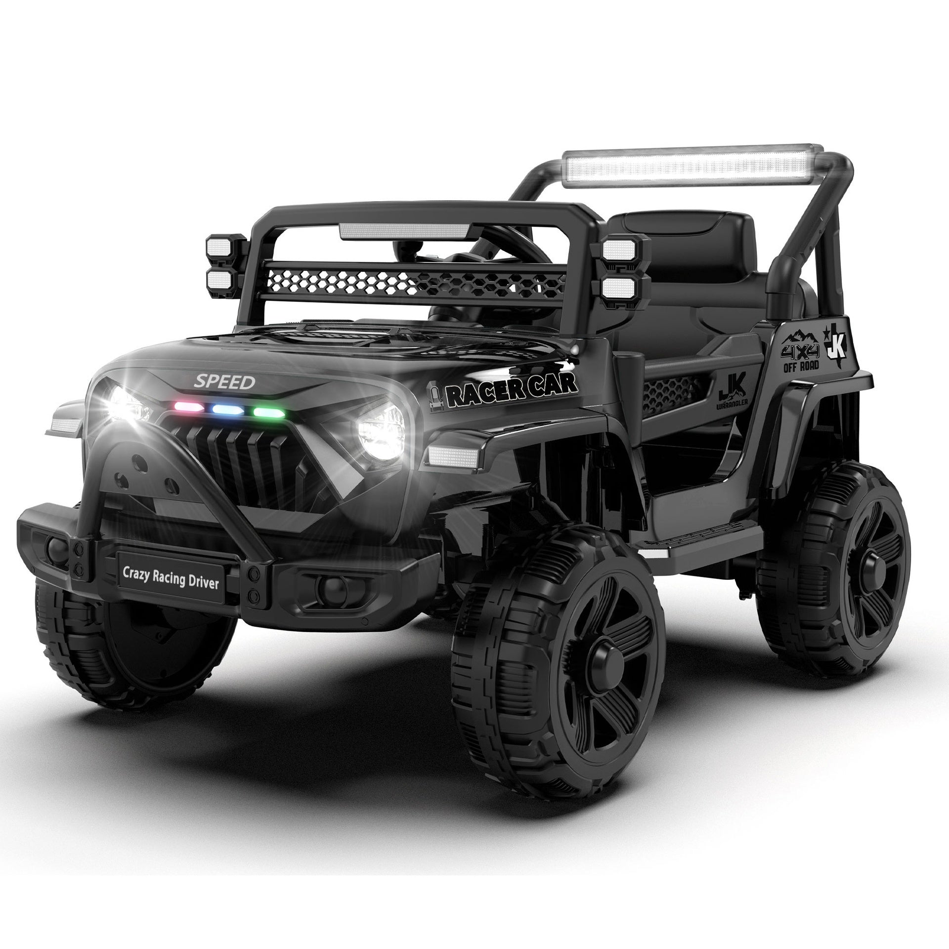 12V Kids Ride On Electric Truck Car W/Parents Control,2WD,Four-wheel suspension,Early education function,Adjustable volume,USB,MP3,Bluetooth,Microphone jack,Power display,LED lights For kids aged 1-4.