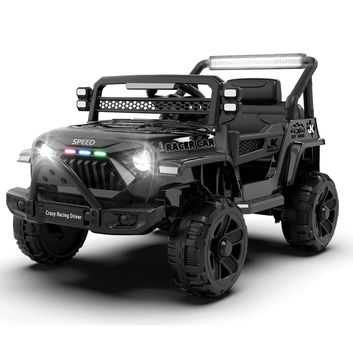 12V Kids Ride On Electric Truck Car W/Parents Control,2WD,Four-wheel suspension,Early education function,Adjustable volume,USB,MP3,Bluetooth,Microphone jack,Power display,LED lights For kids aged 1-4.