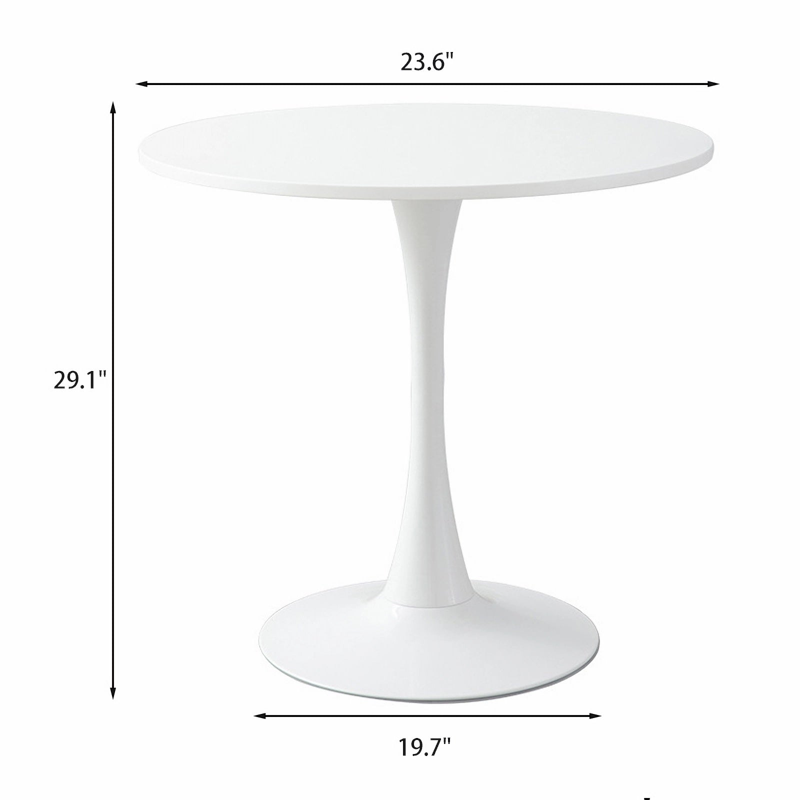 White Round Table, Modern Dining Table, MDF Top and Steel Base Tulip Round Kitchen Table, Mid Century Coffee Table for Living Room 24 Inch, Oval Dining Table