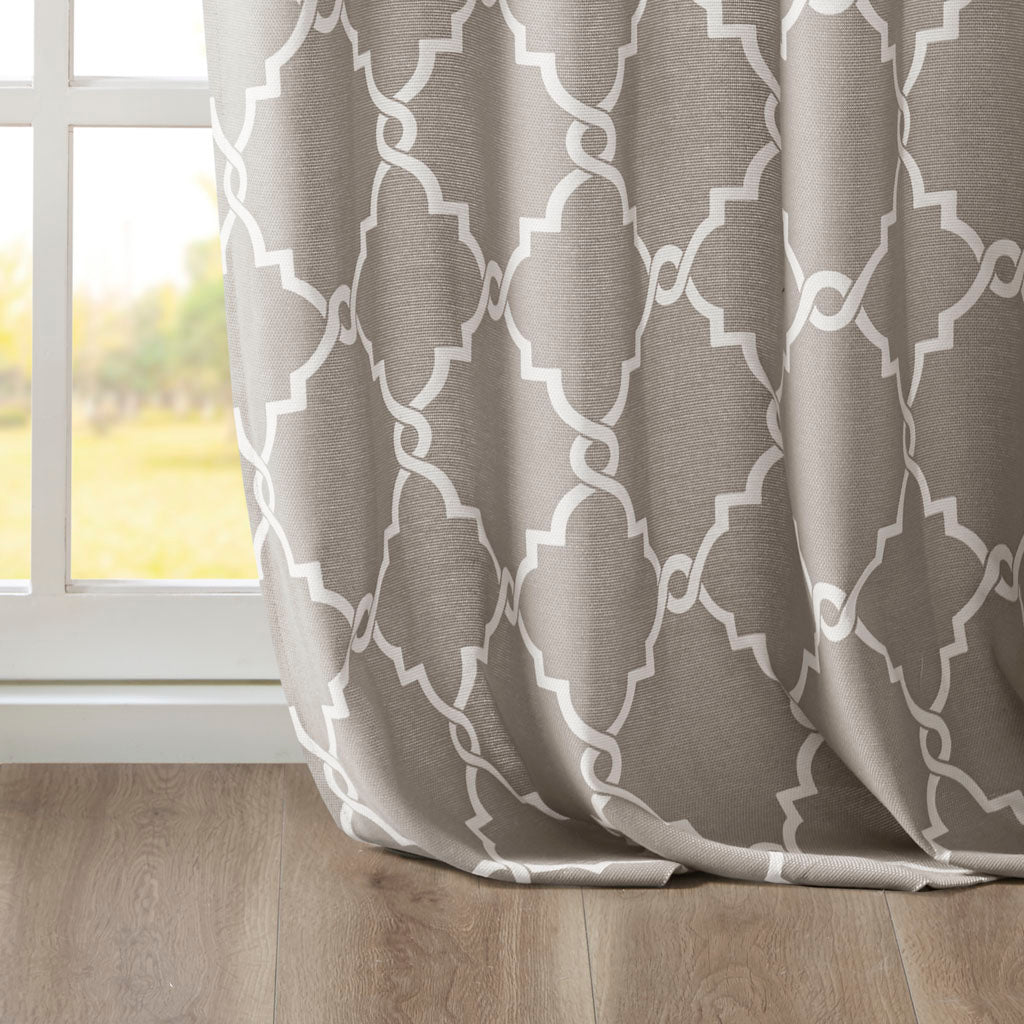 Fretwork Print Grommet Top Window Curtain Panel(Only 1 Pc Panel)