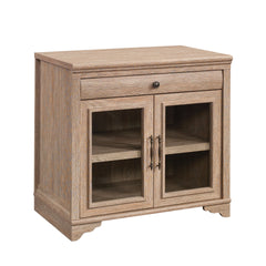 Library Base with 2 Glass Doors and Spacious Drawer, Brown finish