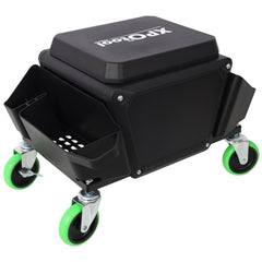 Heavy Duty Mechanic Stool with 330lbs Load Capability, Garage Stool with Wheels, Rolling Creeper with Soft Rubber Cushion Seating for Auto Repair and DIY Home Car Beauty, Green And Black Color