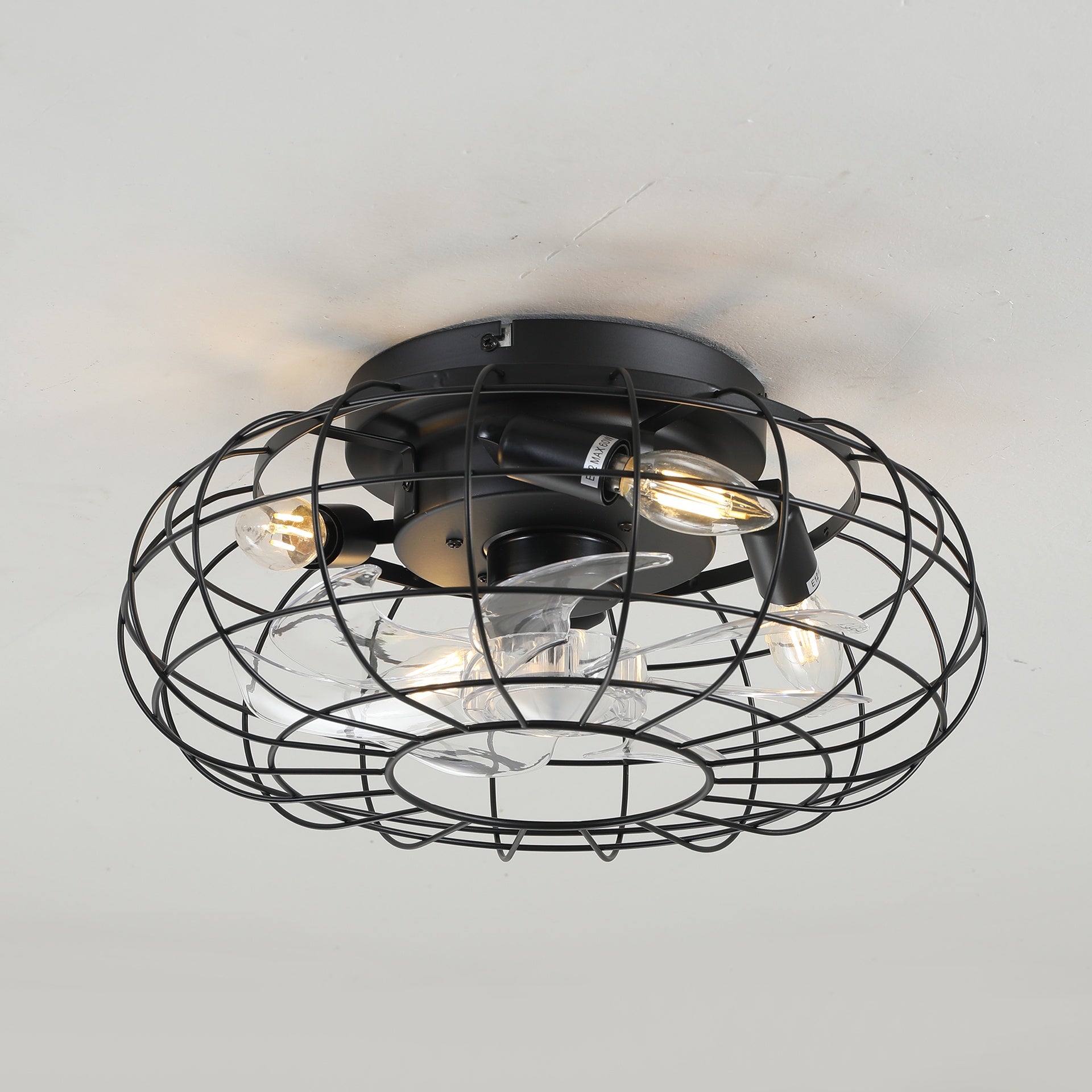 15.7'' Low Profile Bladeless Ceiling Fan with Lights Kit (No Included Bulbs) and Remote 6 Wind Speeds Reversible Ceiling Fan  for Living Room Bedroom Party--NO Included Bulbs