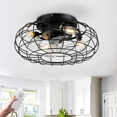 15.7'' Low Profile Bladeless Ceiling Fan with Lights Kit (No Included Bulbs) and Remote 6 Wind Speeds Reversible Ceiling Fan  for Living Room Bedroom Party--NO Included Bulbs