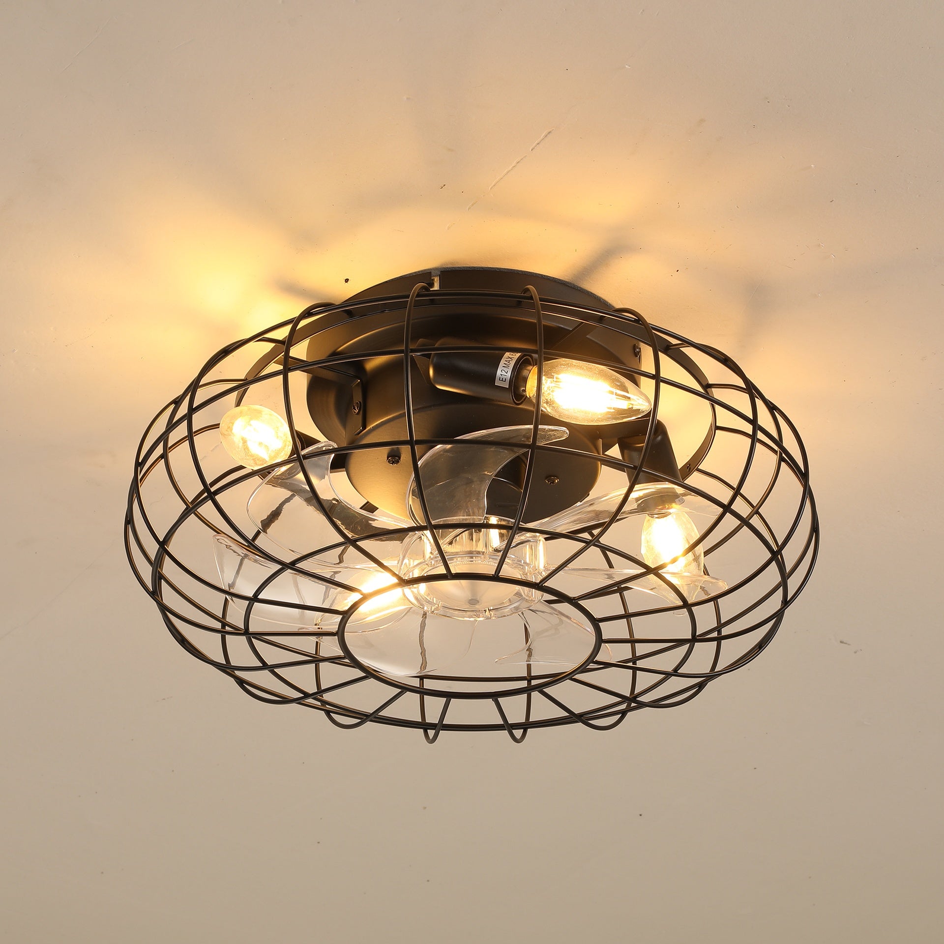 15.7'' Low Profile Bladeless Ceiling Fan with Lights Kit (No Included Bulbs) and Remote 6 Wind Speeds Reversible Ceiling Fan  for Living Room Bedroom Party--NO Included Bulbs
