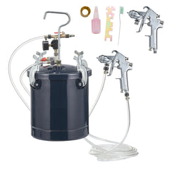 Spray Paint Pressure Pot Tank, 10L/2.5gal Air Paint Pressure Pot, 1.5mm+4mm Two Nozzles Two Spray Paint Guns, 60PSI Max, for Industry Home Decor Architecture Construction Automotive Painting