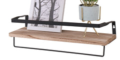 Floating Shelves, Long Wall Shelves Set of 2, Wall Mounted Shelves with Brackets for Bedroom, Living Room, Kitchen, Bathroom– Natural Wood