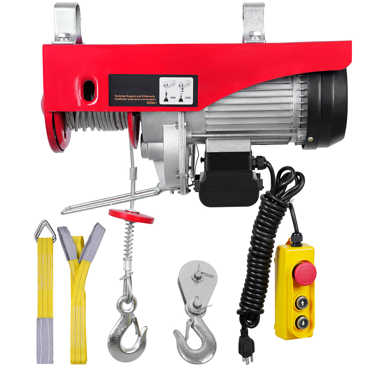 2200 lbs Attic Lift, 1600W 110V Electric Hoist with 14ft Wired Remote Control, 40ft Single Cable Lifting Height & Pure Copper Motor, for Garage Warehouse Factory
