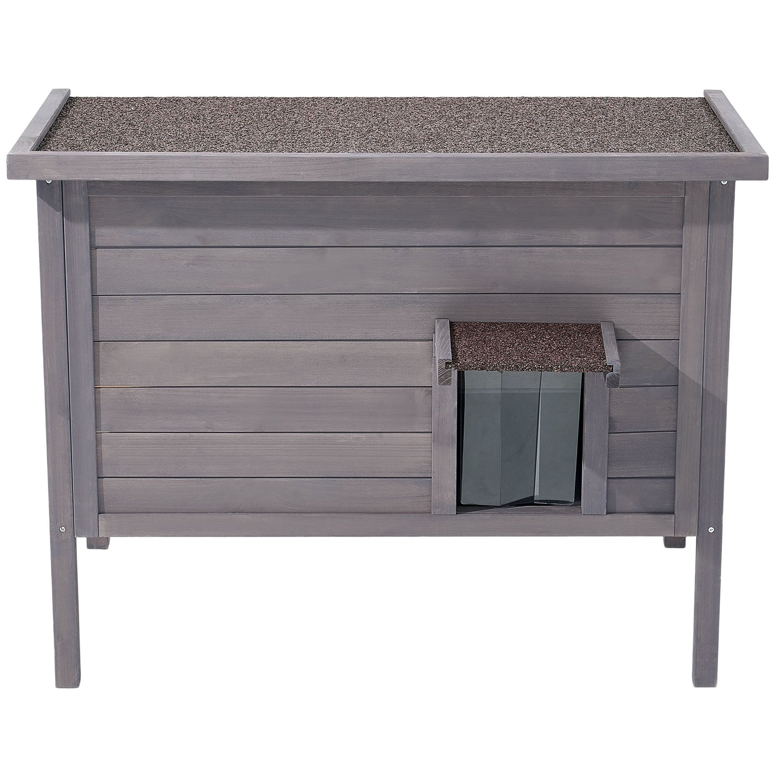 Heated Cat House, Insulated Wooden Cat House for Outdoor Cats, Waterproof Feral Kitty Shelter with Heating Pad, PVC Flap Door & Openable Asphalt Roof for 1-3 Cats in Winter, 34 x 21 x 27 in