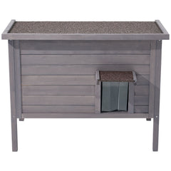 Heated Cat House, Insulated Wooden Cat House for Outdoor Cats, Waterproof Feral Kitty Shelter with Heating Pad, PVC Flap Door & Openable Asphalt Roof for 1-3 Cats in Winter, 34 x 21 x 27 in