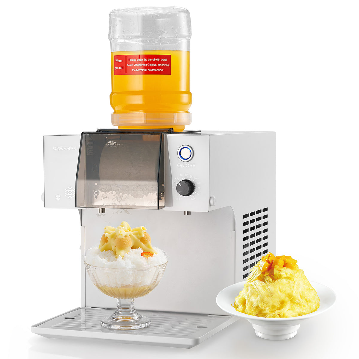 Snowflake Ice Machine, 88LBS/24H Snowflake Ice Maker, Ice-Shaver Machine with Stainless Steel Blade, Electric Snow Cone Maker with 0.48 Gal Tank, 90S Fast Pre-Cooling, for Home & Small Gathering