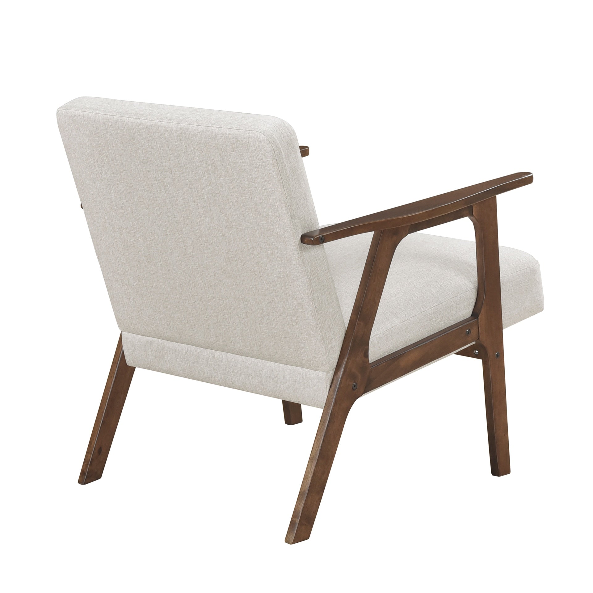 Modern Home Furniture Beige Fabric Upholstery 1pc Accent Chair Brown Finish Solid Rubberwood Contemporary Cushion Seat