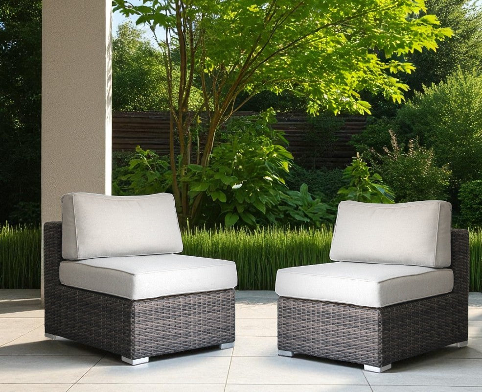 Minnesota Wicker Sectional Armless Seats - Brown  PK2