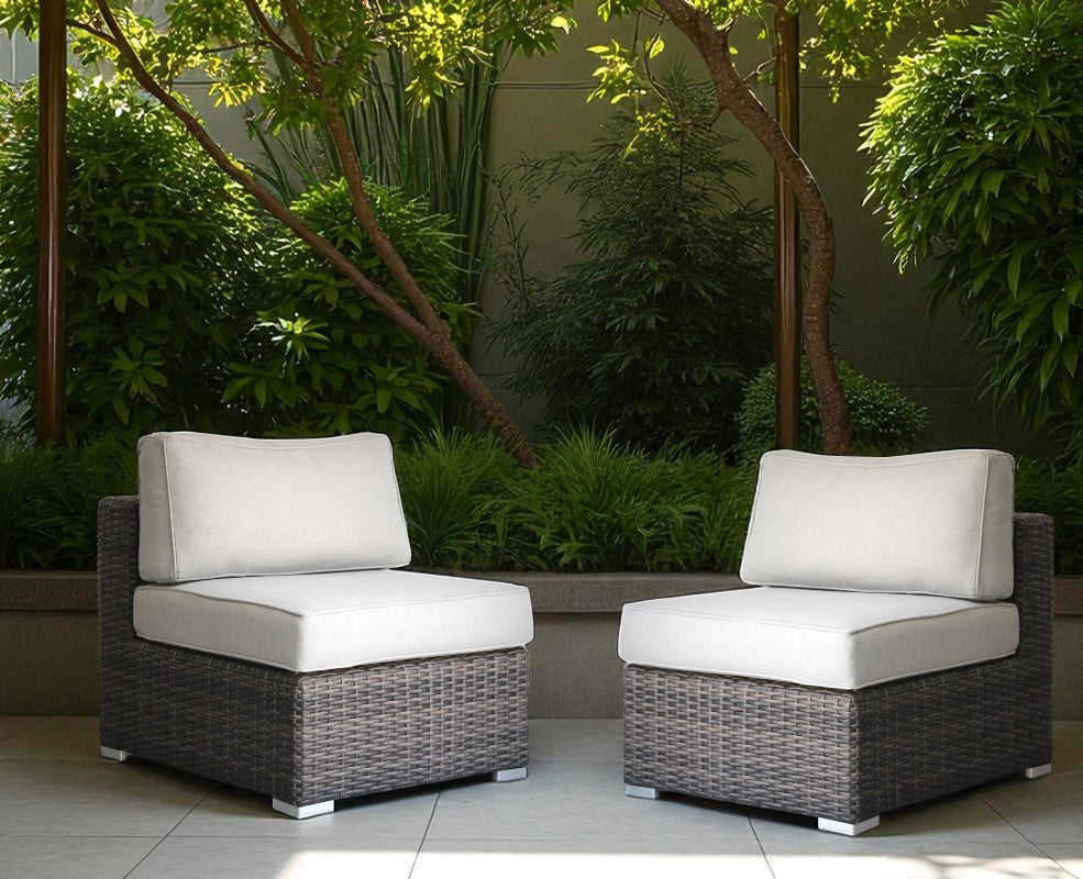 Minnesota Wicker Sectional Armless Seats - Brown  PK2