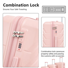 HIFINE TOURIST 20"/24"/28" 3 pcs/set in ABS Spinner Wheel Luggage, Matching Color , With Combination Lock (Pink)