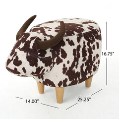 Animal Ottoman/Footstool, Brown and White Cow-Shaped Ottoman, Modern Ottoman, Modern Accent Stool Home Decor, Suitable for Living Room, Bedroom, Porch, Garden, Backyard, Balcony