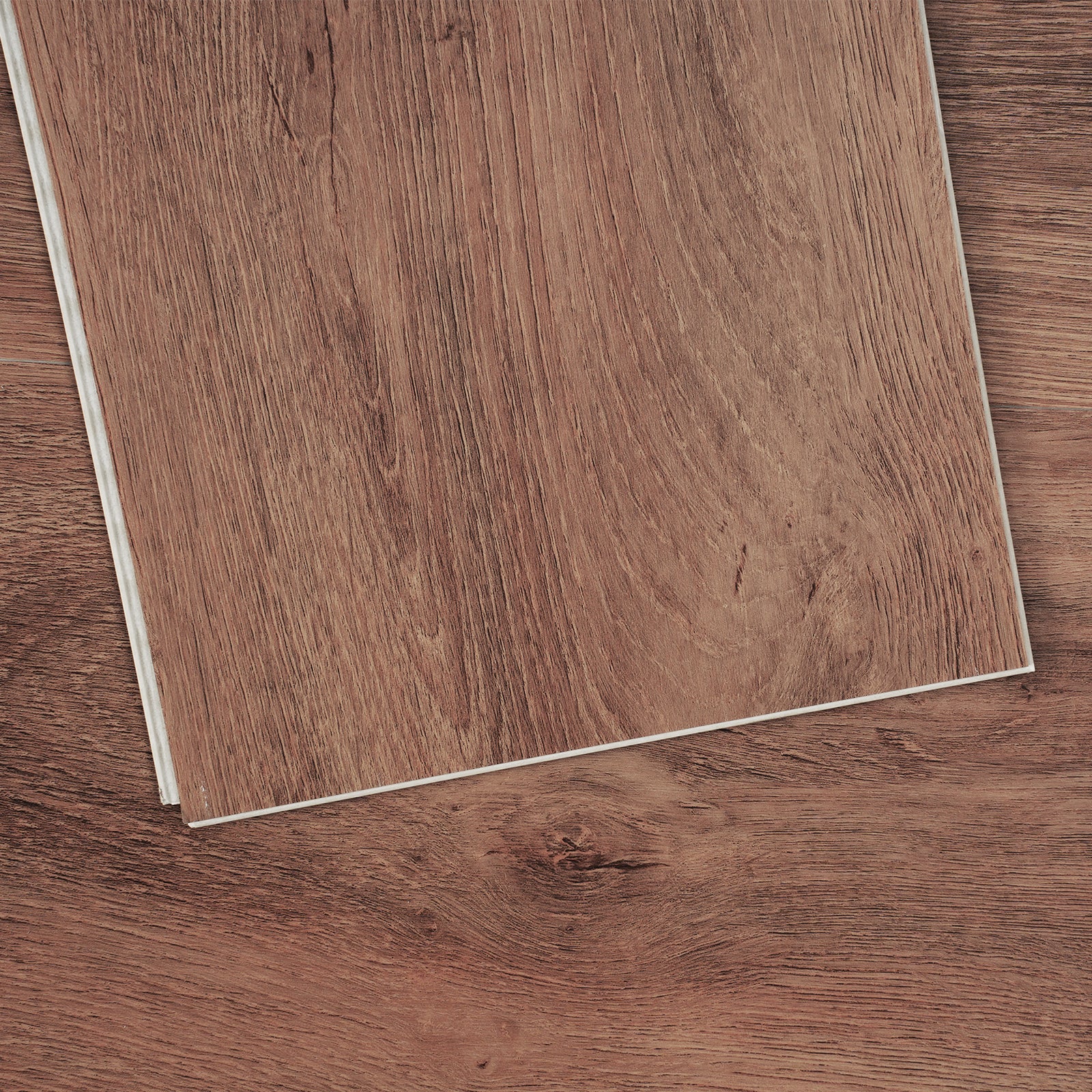 Interlocking Vinyl Floor Tiles 48 x 7.3 inch, 10 Tiles 5.5mm Thick Snap Together, Deep Brown Wood Grain DIY Flooring for Kitchen, Dining Room, Bedrooms & Bathrooms, Easy for Home Decor