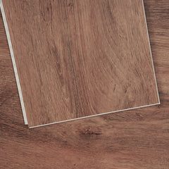 Interlocking Vinyl Floor Tiles 48 x 7.3 inch, 10 Tiles 5.5mm Thick Snap Together, Deep Brown Wood Grain DIY Flooring for Kitchen, Dining Room, Bedrooms & Bathrooms, Easy for Home Decor