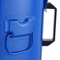 Fryer Grease Bucket, 10 Gal Oil Disposal Caddy Carbon Steel Fryer Oil Bucket with Rust-Proof Coating, Oil Transport Container with Lid, Lock Clips, Filter Bag for Hot Cooking Oil Filtering, Blue