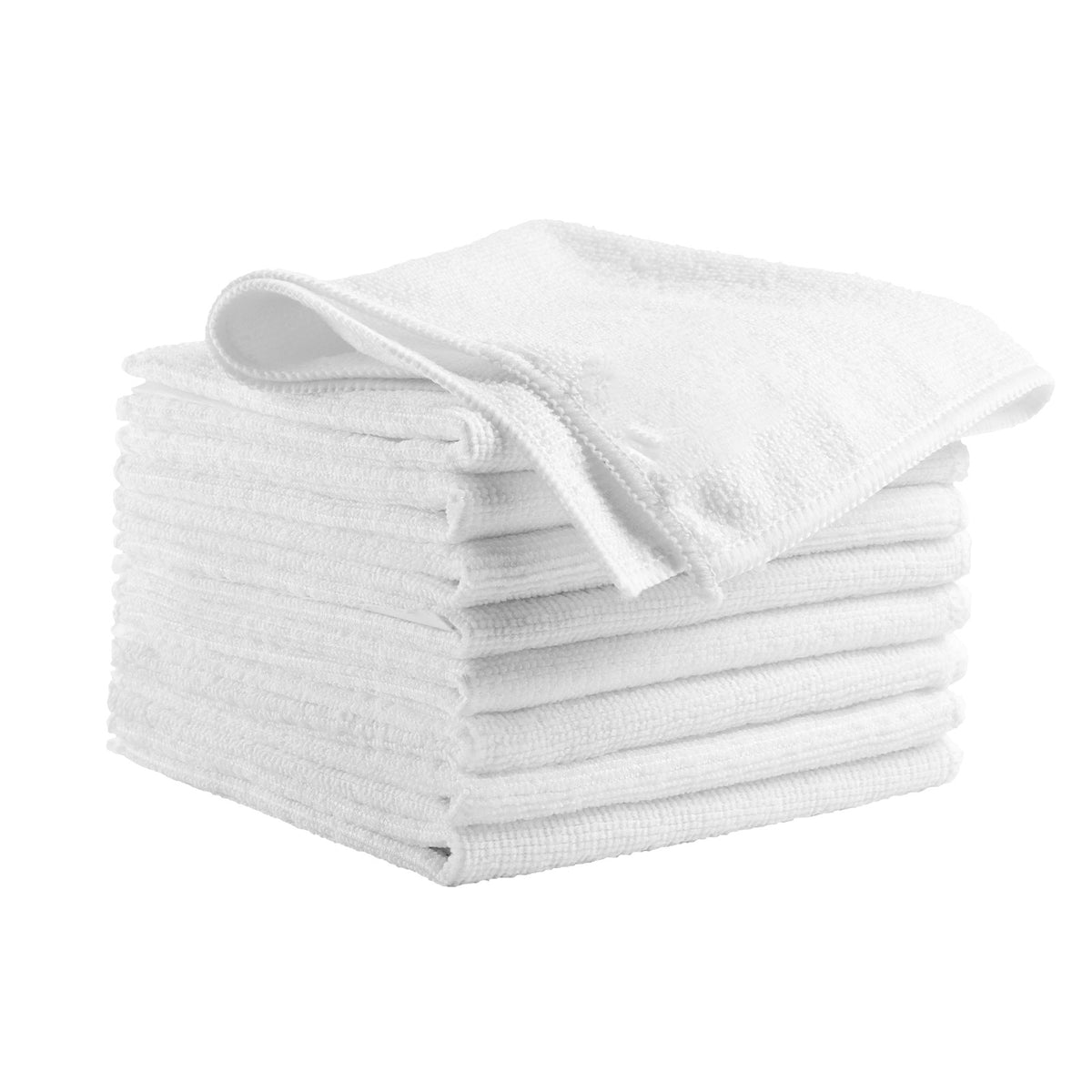 50 Pack White Microfiber Cleaning Cloth, 12 x 12 in Premium Microfiber Towels, Lint-Free and Scratch-Free, Absorbent Cleaning Rags for Car, Household, Kitchen, Window, SPA, Hotel & Bathroom