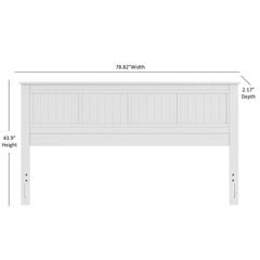 Walton Window Pane Wood Panel King Headboard - White