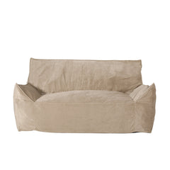 Fila Velveteen 2 Seater Oversized Bean Bag Chair with Armrests, Taupe