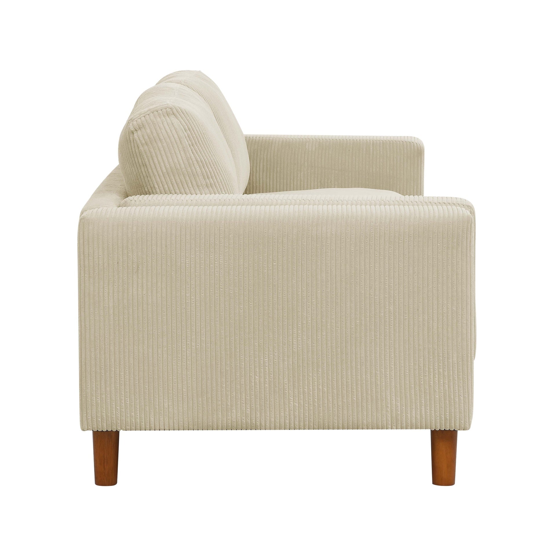 Corduroy Upholstered Square Arm Sofa with Wooden Legs