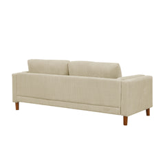 Corduroy Upholstered Square Arm Sofa with Wooden Legs