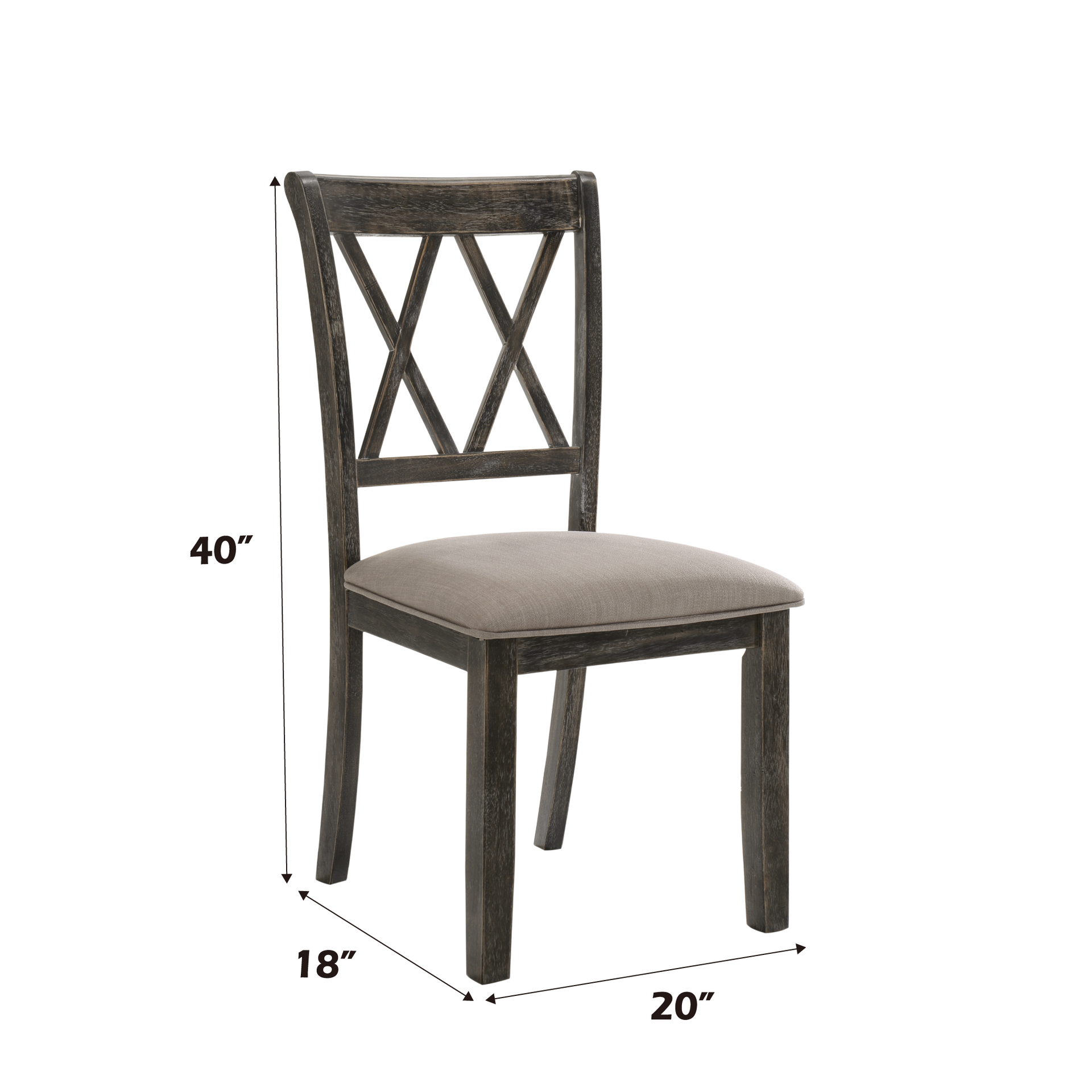 Claudia II Beige Fabric & Weathered Gray Finish Side Chair (Set of 2)