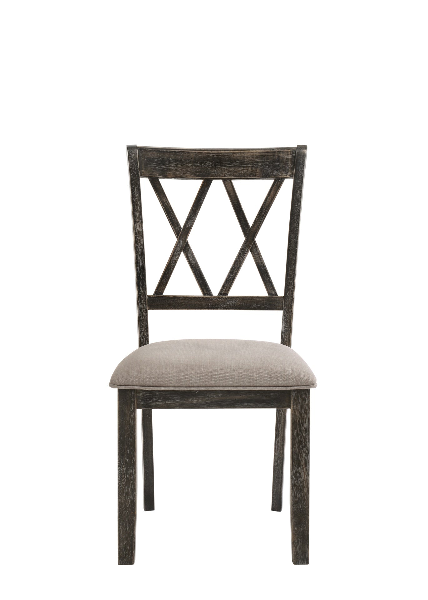 Claudia II Beige Fabric & Weathered Gray Finish Side Chair (Set of 2)