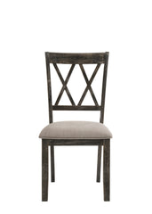 Claudia II Beige Fabric & Weathered Gray Finish Side Chair (Set of 2)