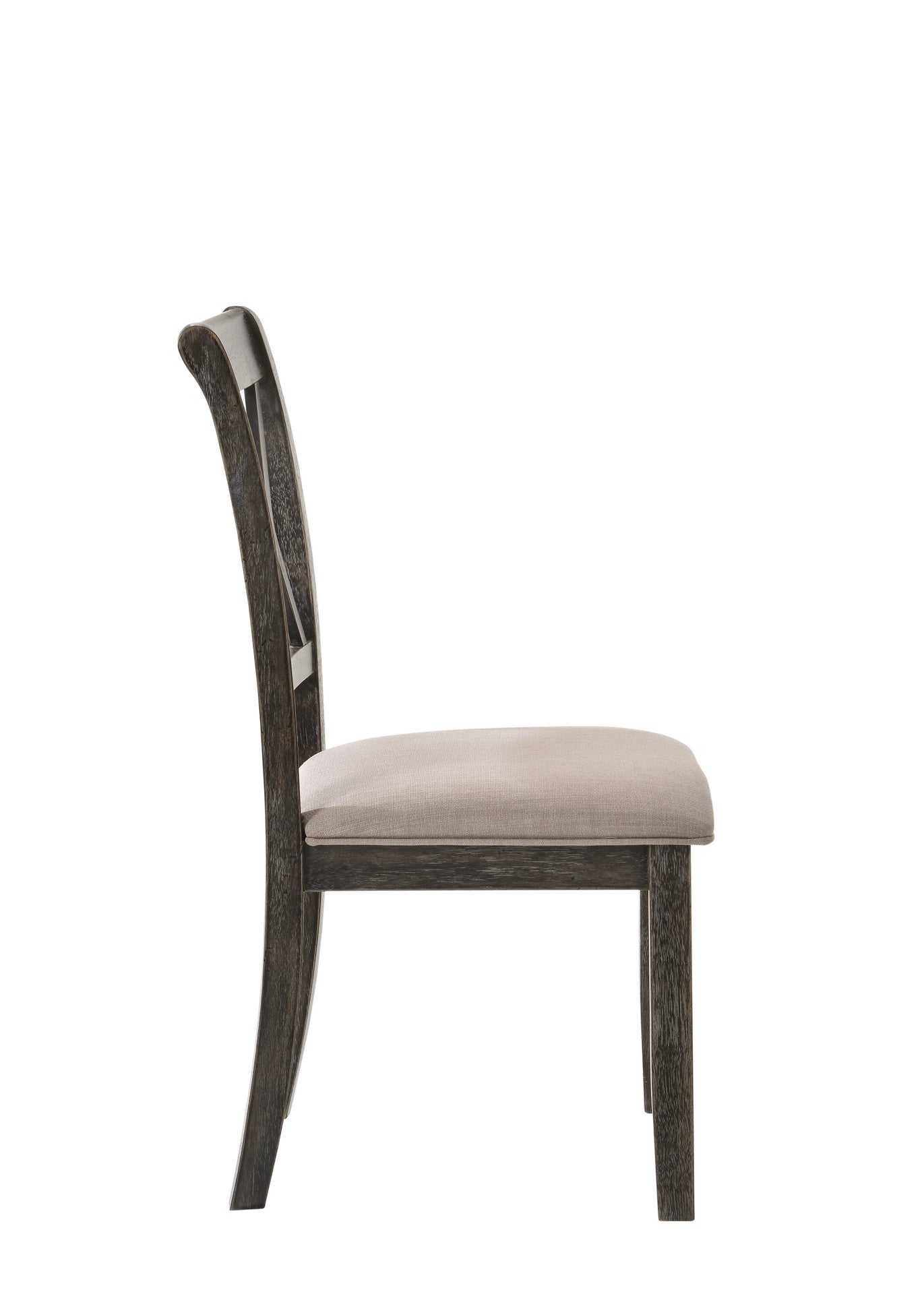 Claudia II Beige Fabric & Weathered Gray Finish Side Chair (Set of 2)