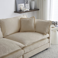Modern Sofa Couch, 3 Piece Set Extra Deep Seat Sectional Sofa for Living Room, Oversized Sofa, 3 Seat Sofa, Loveseat and Single Sofa, Beige Chenille