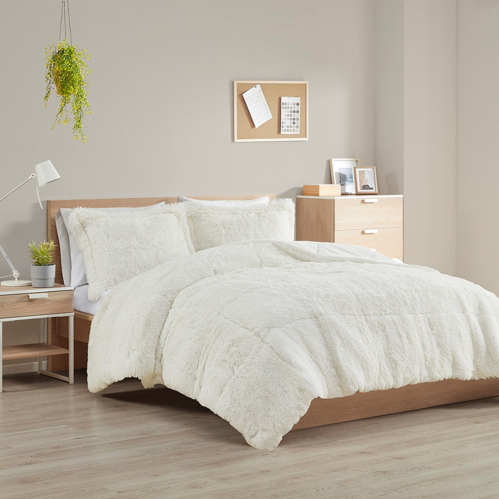 King/Cal King Shaggy Long Fur Comforter Mini Set