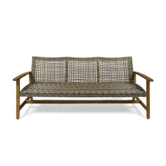 HAMPTON WOOD + WICKER 3 SEATER