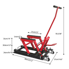 Hydraulic Motorcycle Lift Jack, 1500 LBS Capacity, ATV Scissor Lift Jack Portable Motorcycle Lift Table with 4 Casters, Hydraulic Foot-Operated Hoist Stand for Motorcycle ATV UTV Powersports