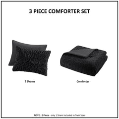 Full/Queen Ruched Fur Down Alternative Comforter Set