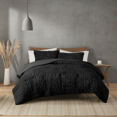 Full/Queen Ruched Fur Down Alternative Comforter Set