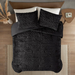 Full/Queen Ruched Fur Down Alternative Comforter Set