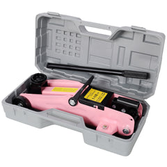 1.5 Ton Low Profile Hydraulic Trolle,Steel Racing Floor Jack,Lifting Range 5"-11.8", with Plastic Case,Pink Color