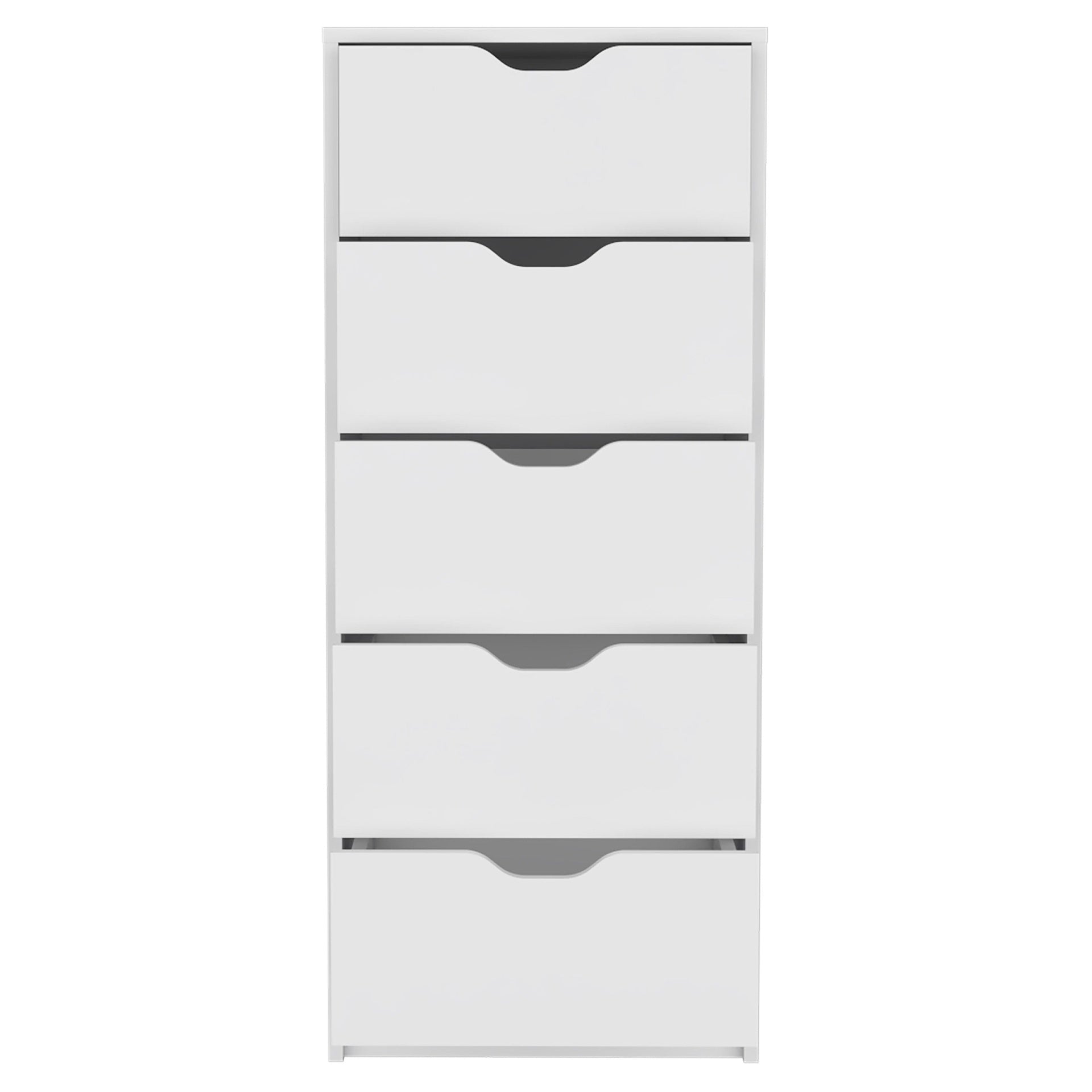 Dresser 42 inchH, 5 Drawers , Slim Storage Chest of Drawers, White