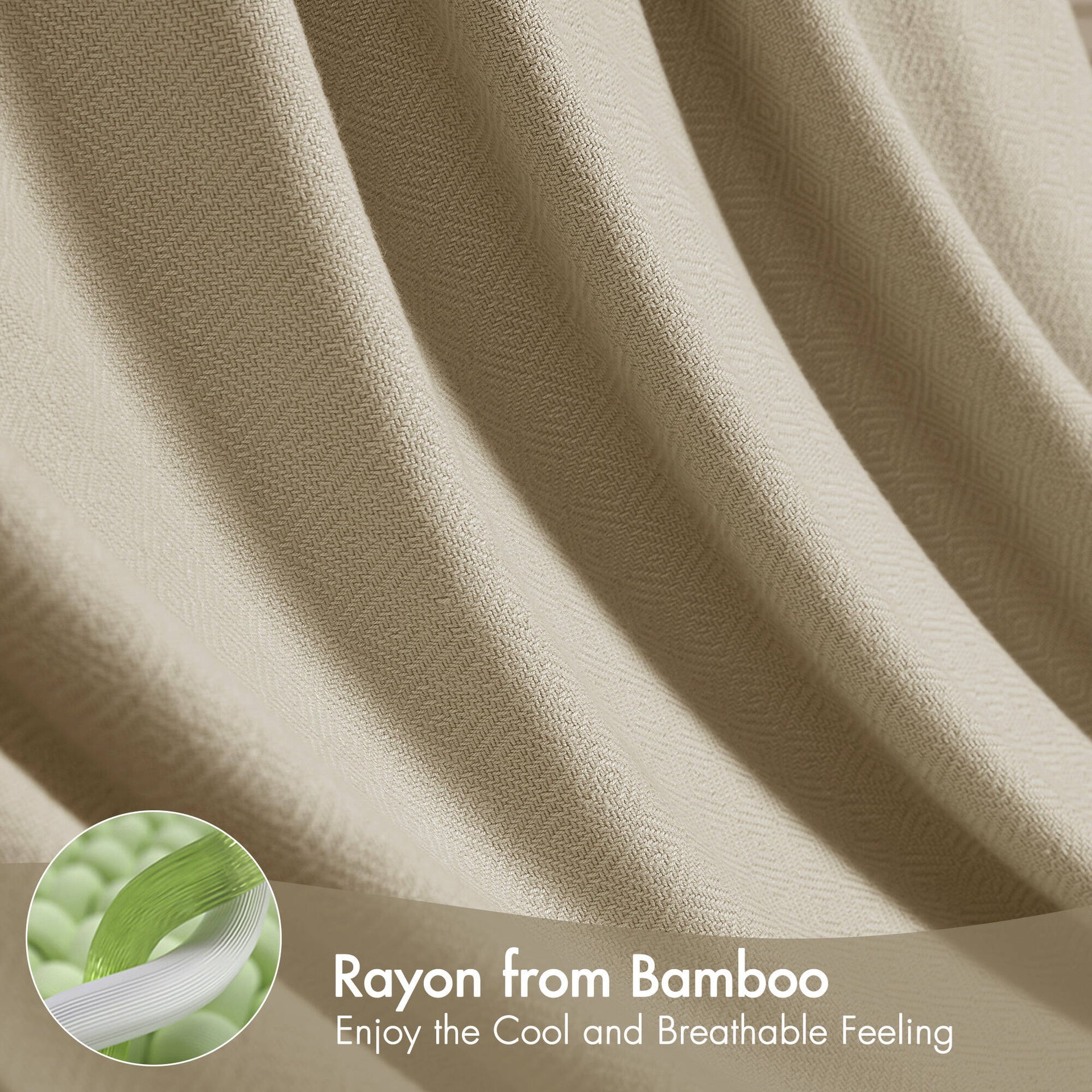 1-Piece Twin Rayon from Bamboo Cotton Blanket, Khaki